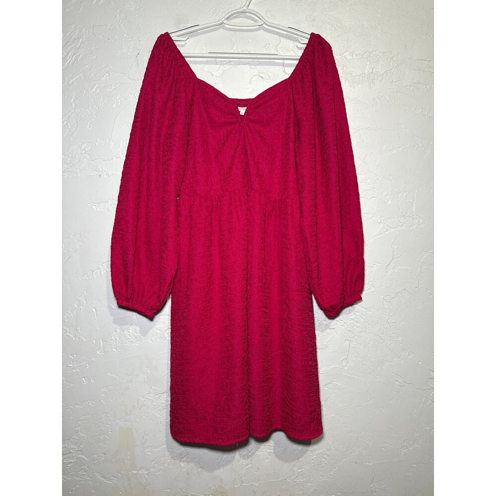 Maurices pink babydoll‎ textured balloon sleeve dress womens large coquette boho